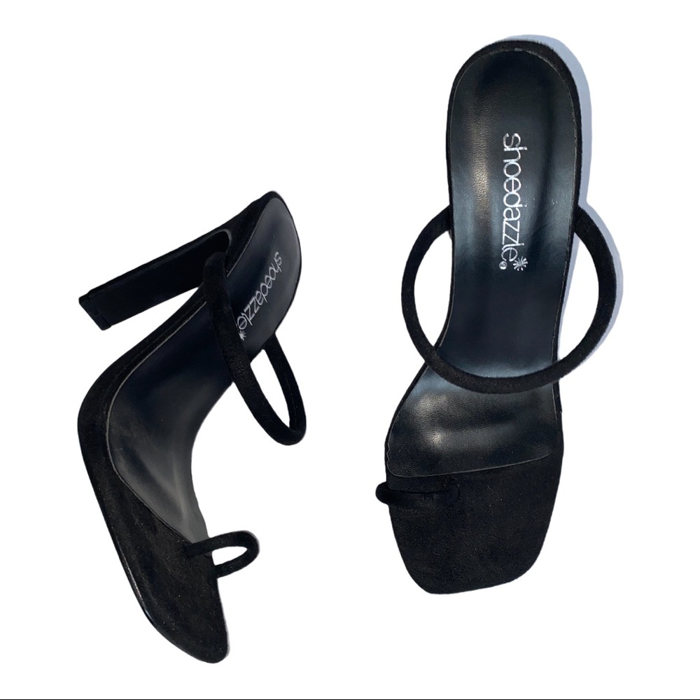 Shoe Dazzle Mollie Black Minimalist Heels 5.5
